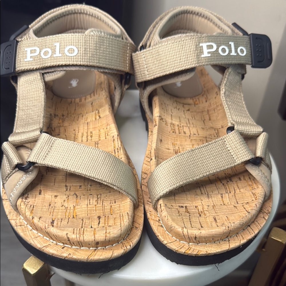 Polo by Ralph Lauren Grosgrain-Strap Tan Sandals
